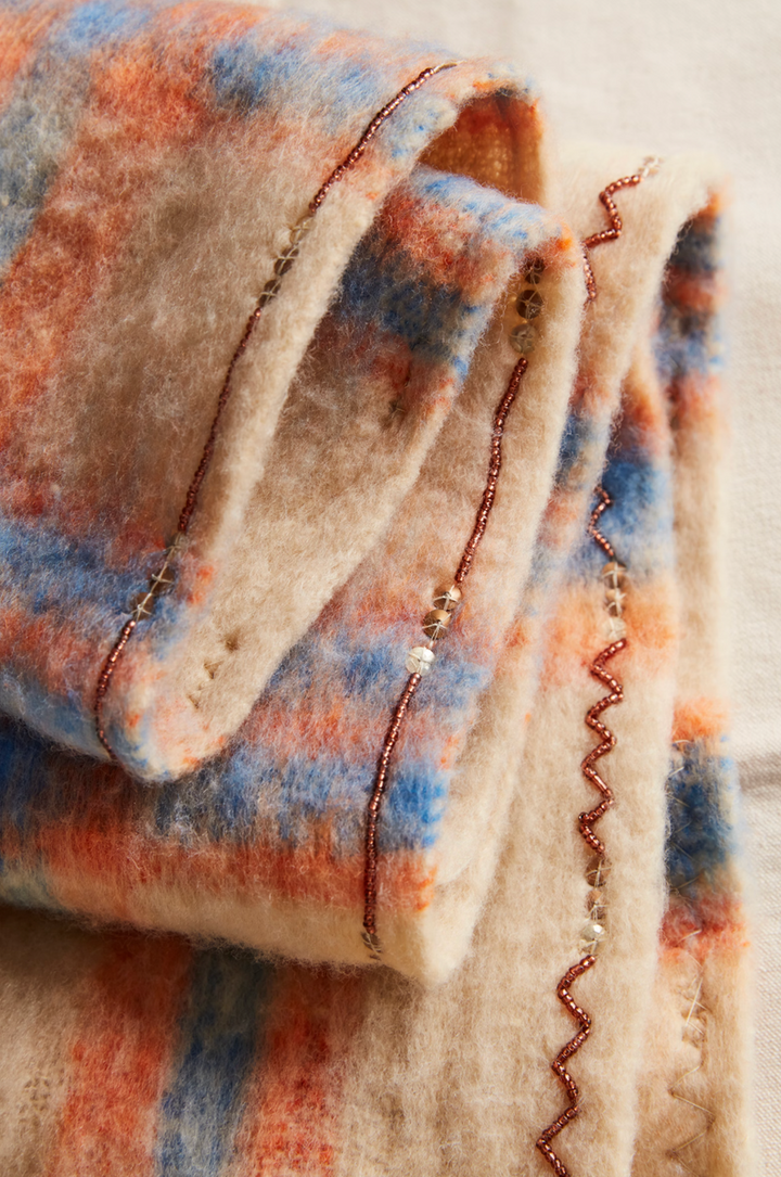 Free People - Highland Plaid Skinny Scarf in Ivory Combo