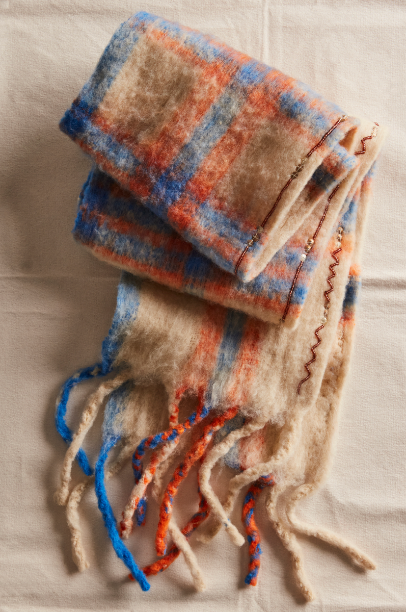 Free People - Highland Plaid Skinny Scarf in Ivory Combo