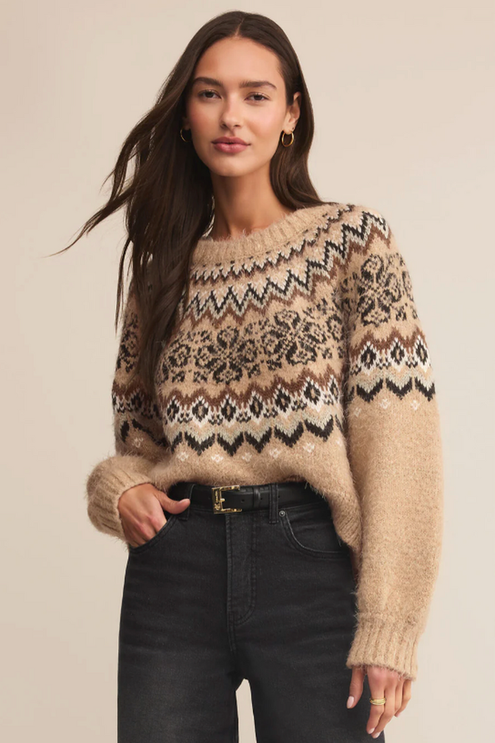 Z Supply - Kenaby Fair Isle Sweater in Oatmeal Heather