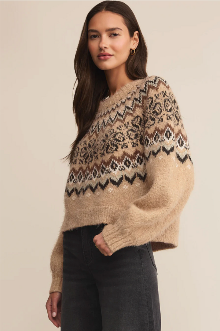 Z Supply - Kenaby Fair Isle Sweater in Oatmeal Heather