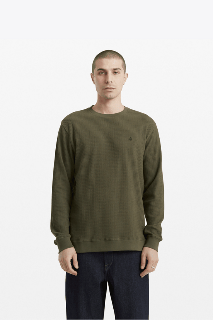 Volcom - Grindstone Crew Neck Long Sleeve Shirt in Brownstone