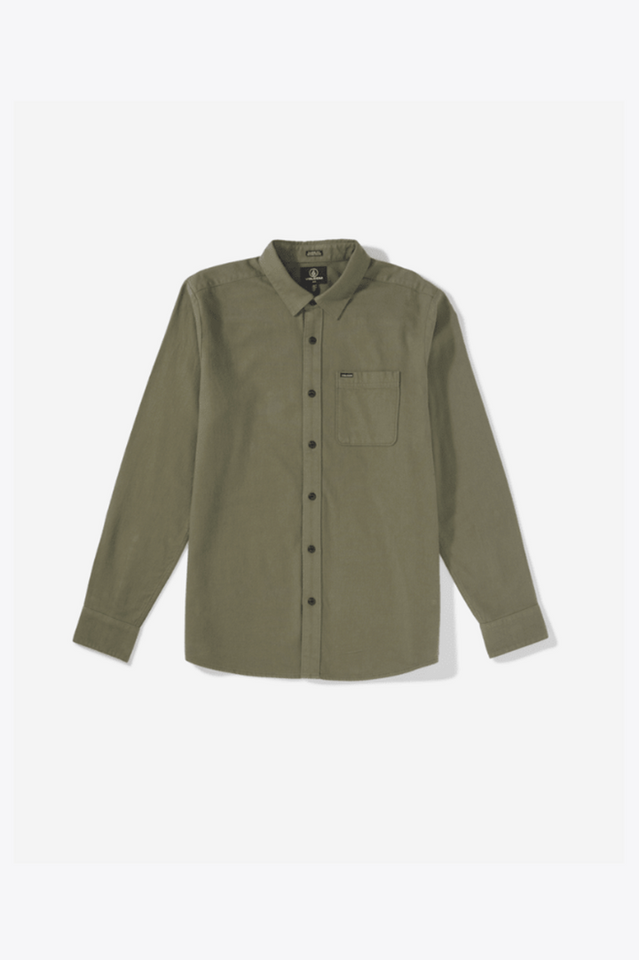 Volcom - Caden Solid Long Sleeve Shirt in Dark Olive