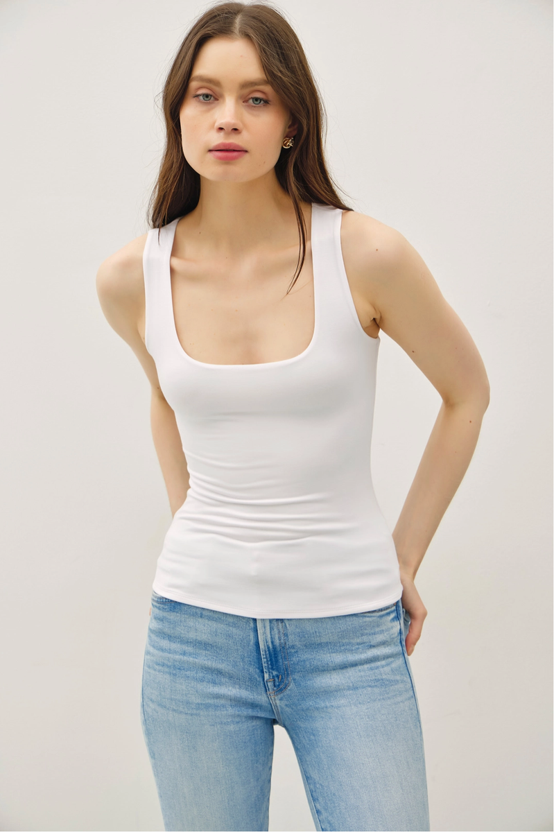 Be Cool - Soft Core Double Lined Basic Square Neck Tank