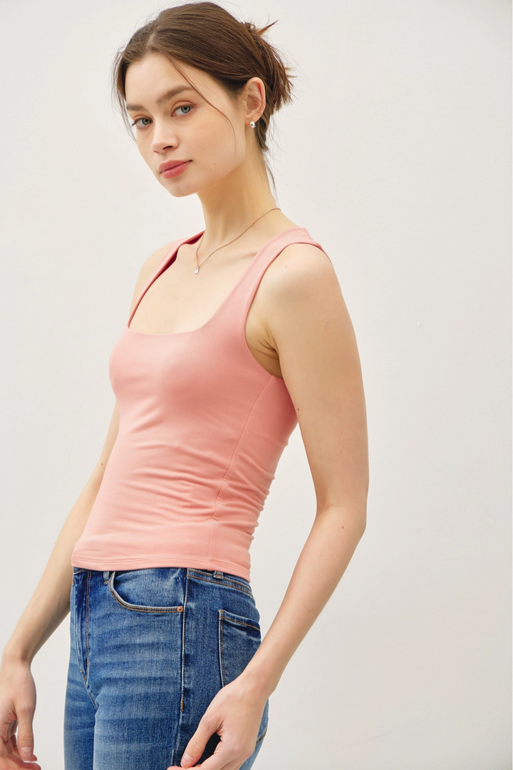 Be Cool - Soft Core Double Lined Basic Square Neck Tank