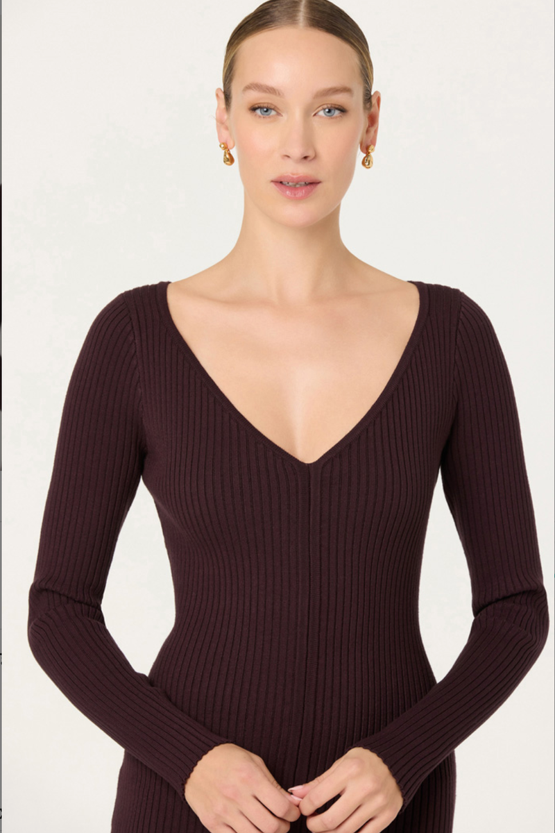 Astr - Glenda Sweater Dress in Dark Brown