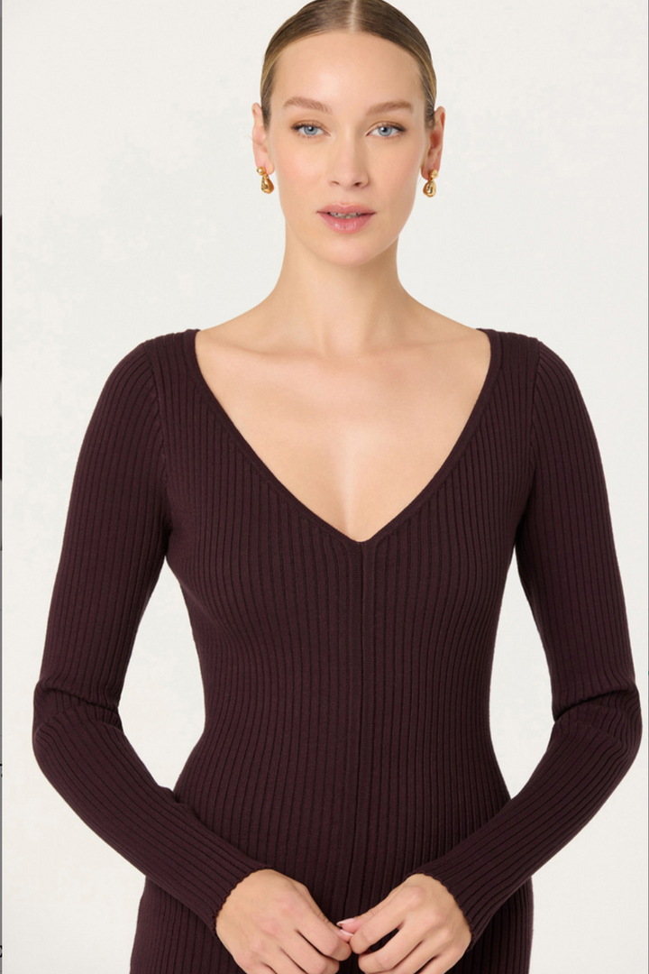 Astr - Glenda Sweater Dress in Dark Brown