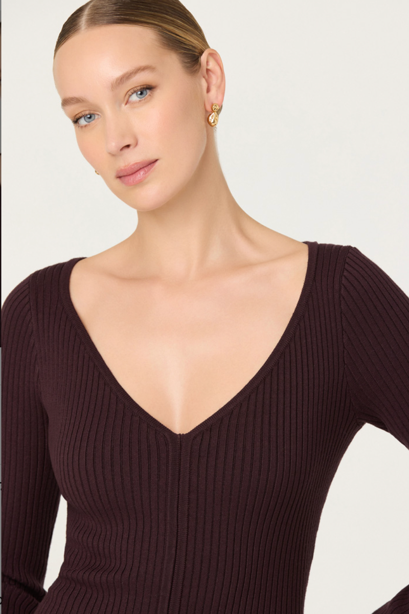 Astr - Glenda Sweater Dress in Dark Brown