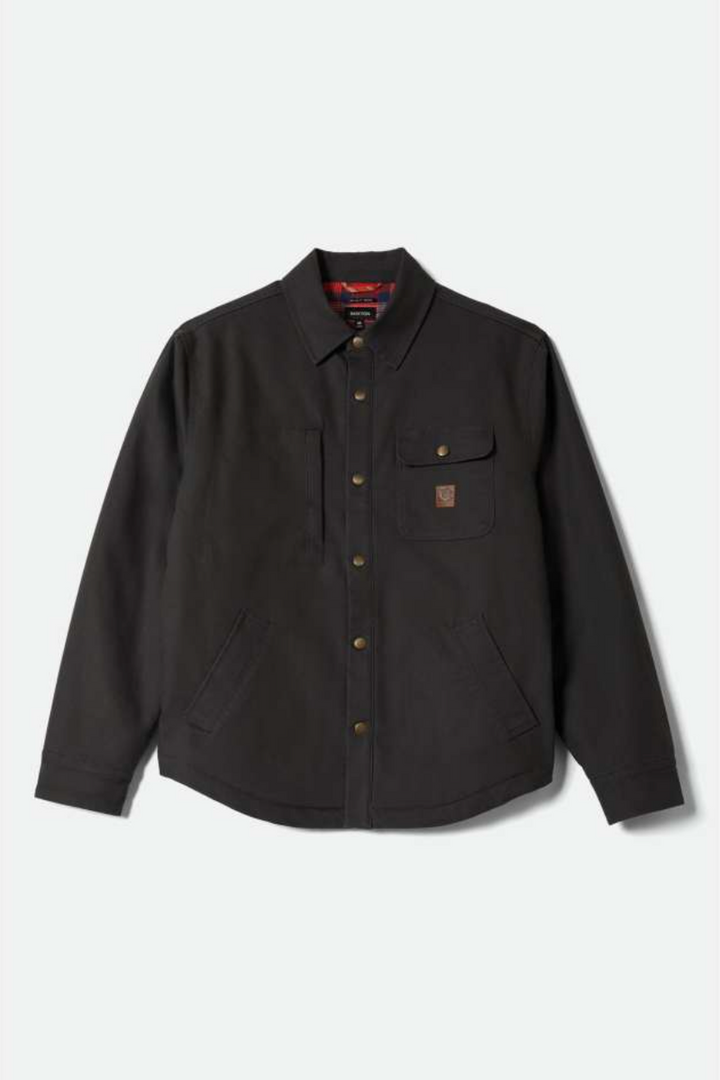 Brixton - Builders Stretch Lined Jacket in Washed Black/Red