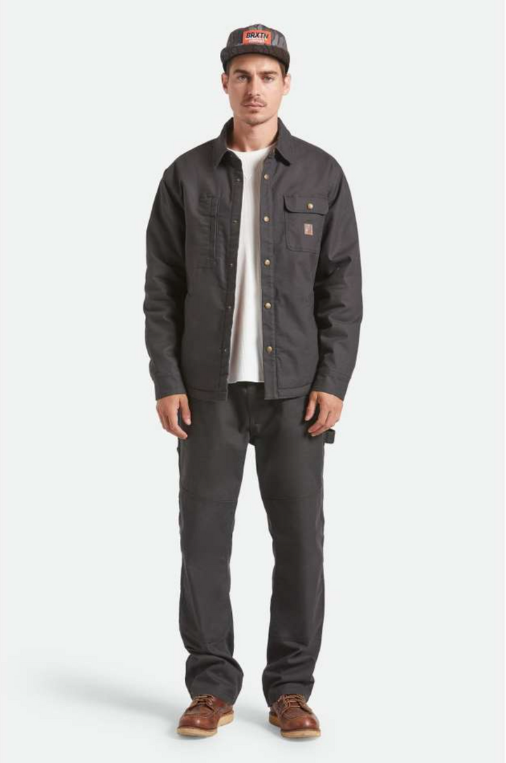 Brixton - Builders Stretch Lined Jacket in Washed Black/Red