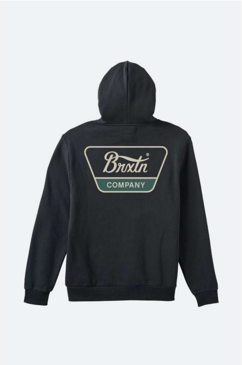 Brixton - Linwood Hoodie in Black/Mallard Green/Whitecap
