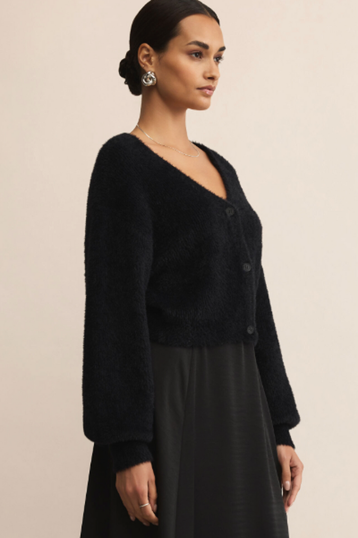 Z Supply - Sadira Fluffy Cardigan in Black