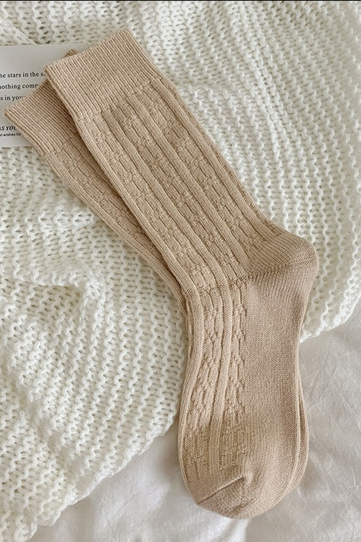 ACCITY - Autumn and Winter Cable Knit Socks in Oatmeal
