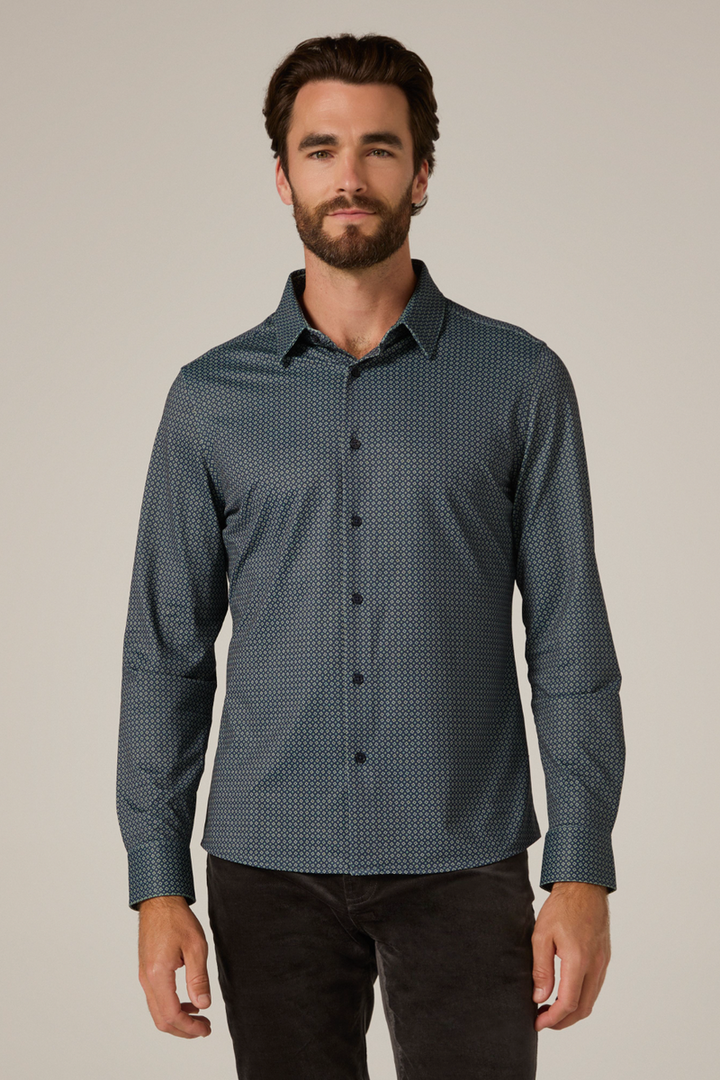 7DIAMONDS - Warren Long Sleeve Shirt in Olive