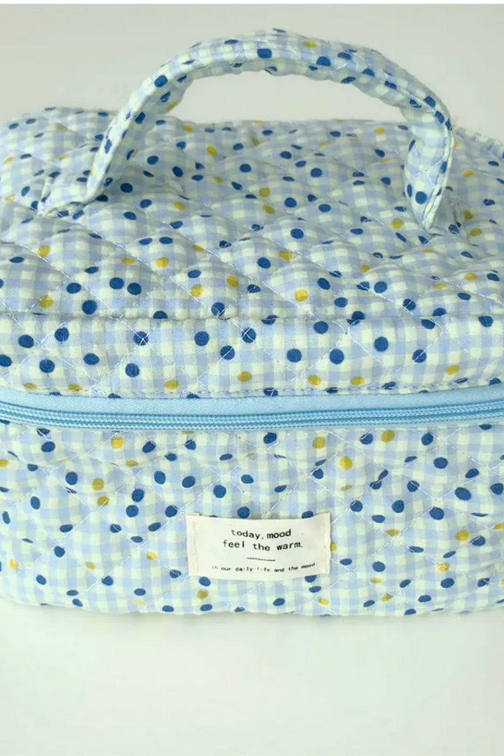ACCITY - Simple and Lovely Canvas Cosmetic Bag in Blue Polka Dot