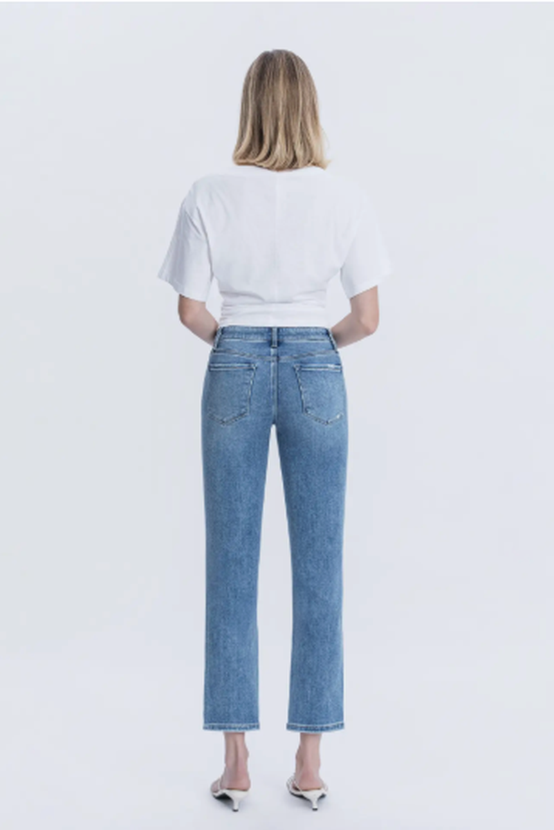 VERVET by FLYING MONKEY - Mid Rise Ankle Slim Straight Jeans in Zestful Symphony