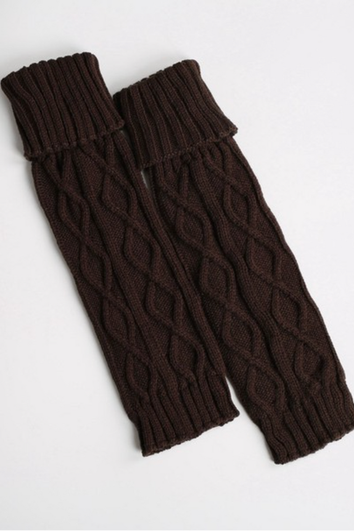 ACCITY - Leg Warmers Twisted Knit Dandy in Dark Coffee