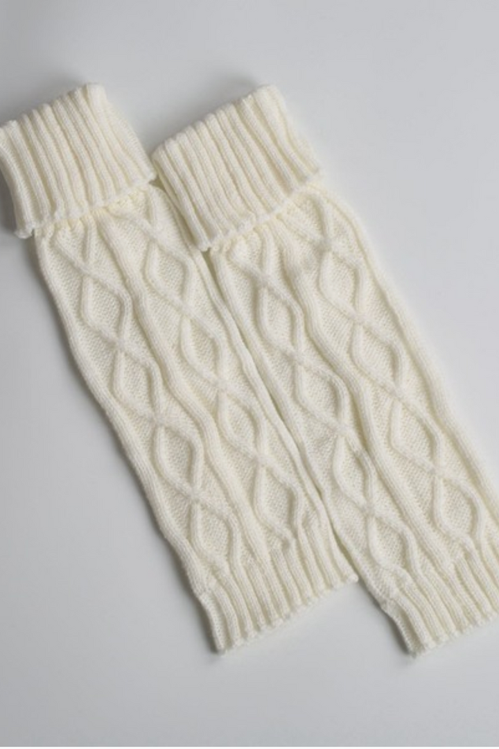 ACCITY - Leg Warmers Twisted Knit Dandy in White