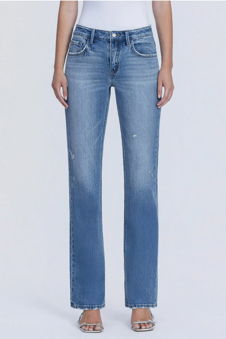 VERVET - Melissa Mid Rise Full Length Medium Wash Straight Jeans in Innovative