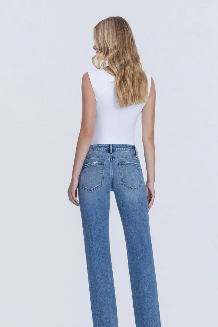 VERVET - Melissa Mid Rise Full Length Medium Wash Straight Jeans in Innovative