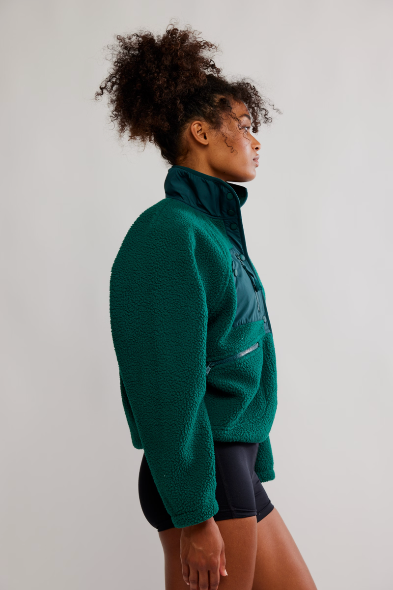 Free People Movement - Hit The Slopes Fleece Jacket in Evergreen