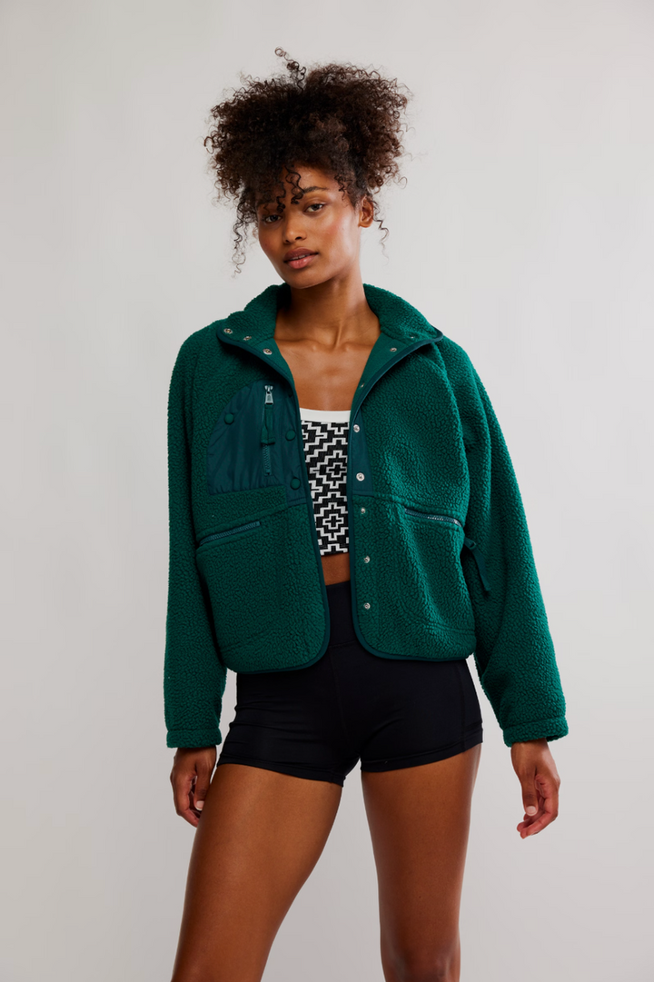 Free People Movement - Hit The Slopes Fleece Jacket in Evergreen