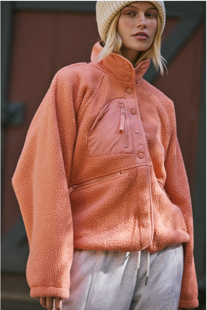 Free People Movement - Hit The Slopes Fleece Jacket in Frosted Peach