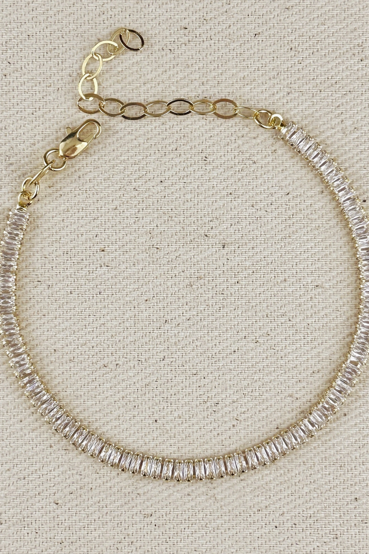 GoldFi - 18k Gold Filled 3mm Baguette Cut Cz Tennis Bracelet