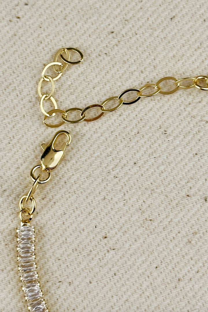 GoldFi - 18k Gold Filled 3mm Baguette Cut Cz Tennis Bracelet