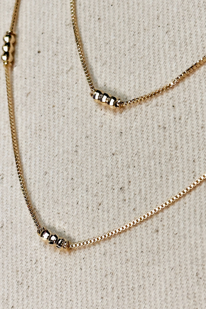 Goldfi - 18k Gold Filled Bead Detailed Box Chain Necklace