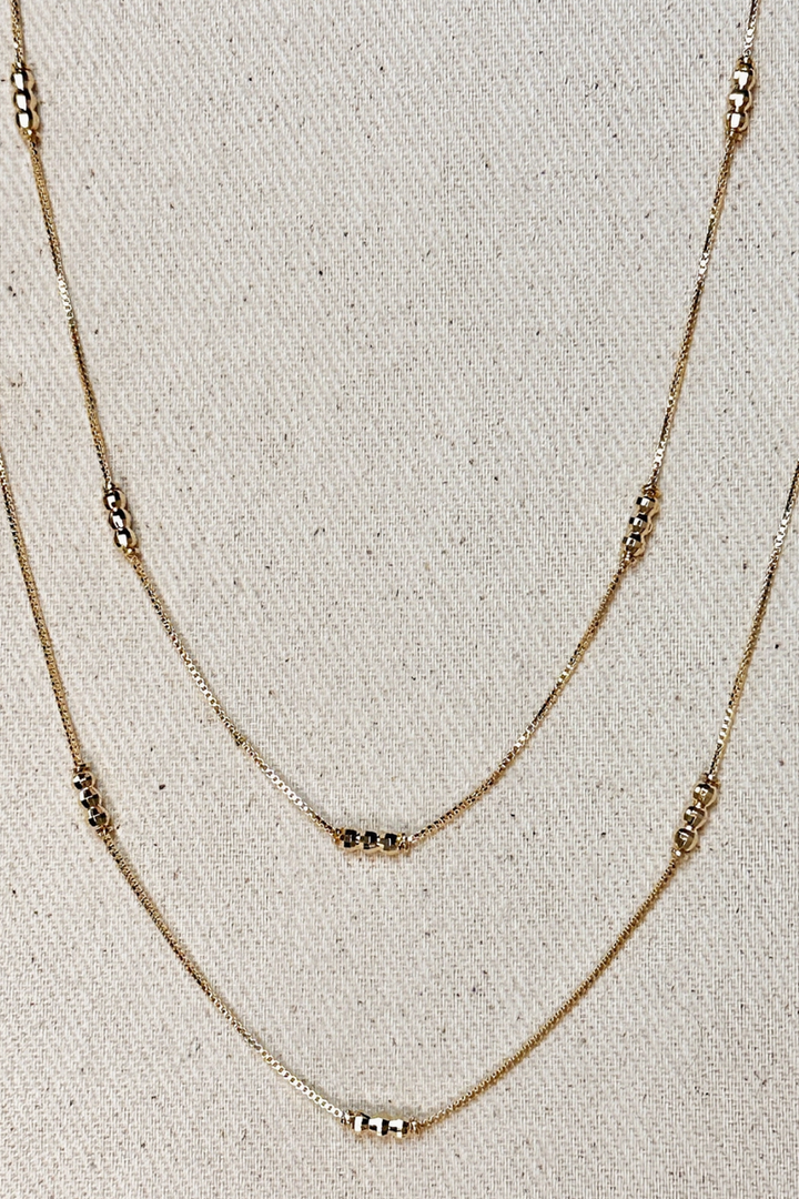 Goldfi - 18k Gold Filled Bead Detailed Box Chain Necklace
