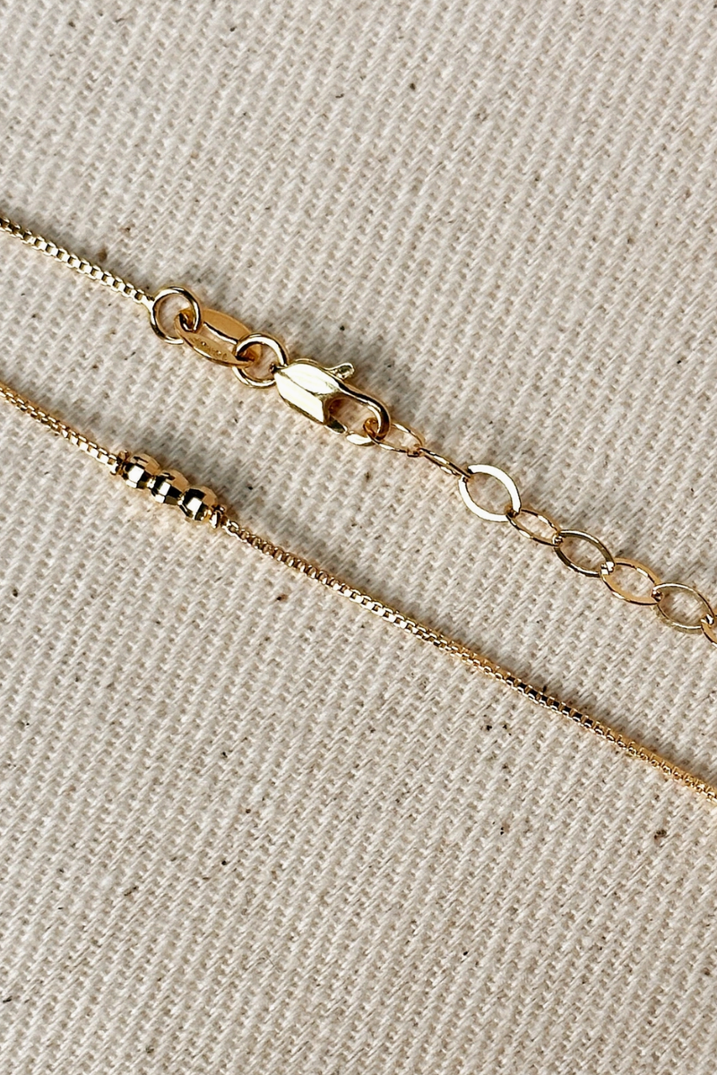 Goldfi - 18k Gold Filled Bead Detailed Box Chain Necklace