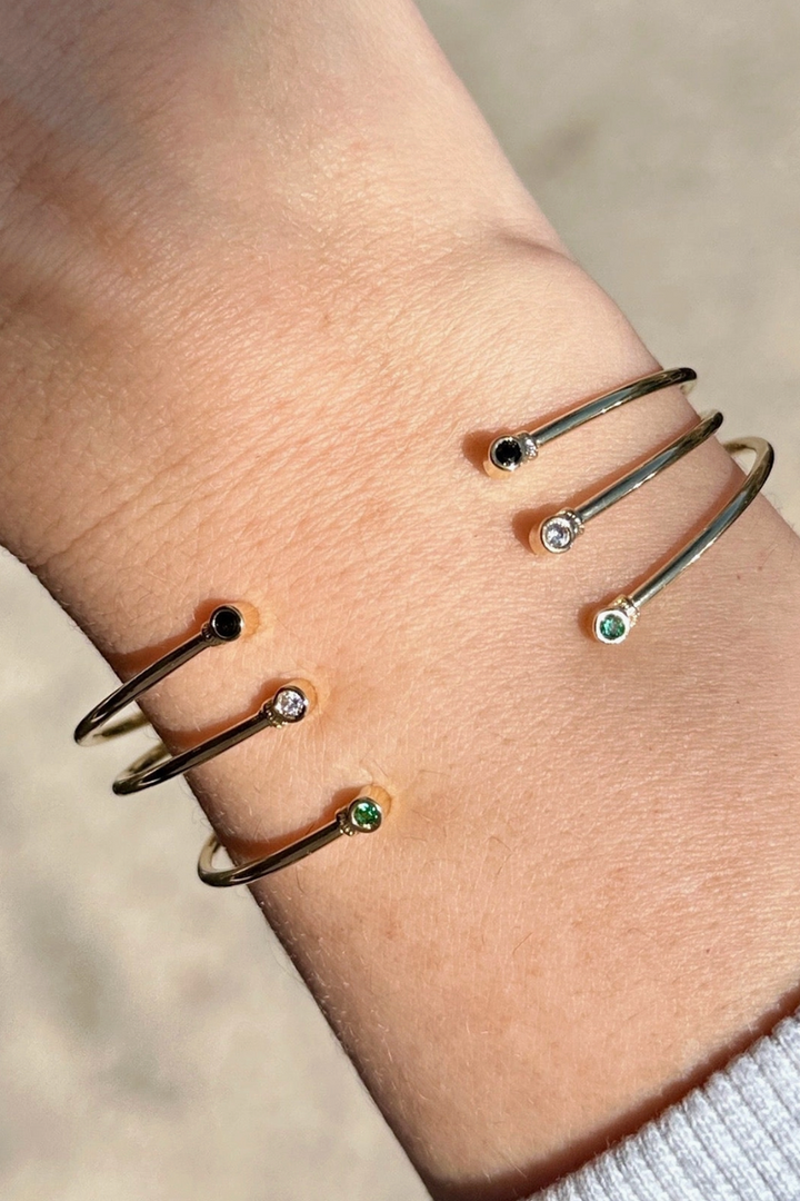 GoldFi - 18k Gold Filled Open Cz Cuff Bracelet in Clear