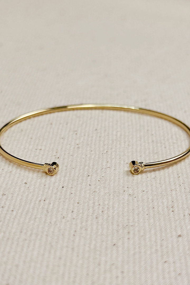 GoldFi - 18k Gold Filled Open Cz Cuff Bracelet in Clear