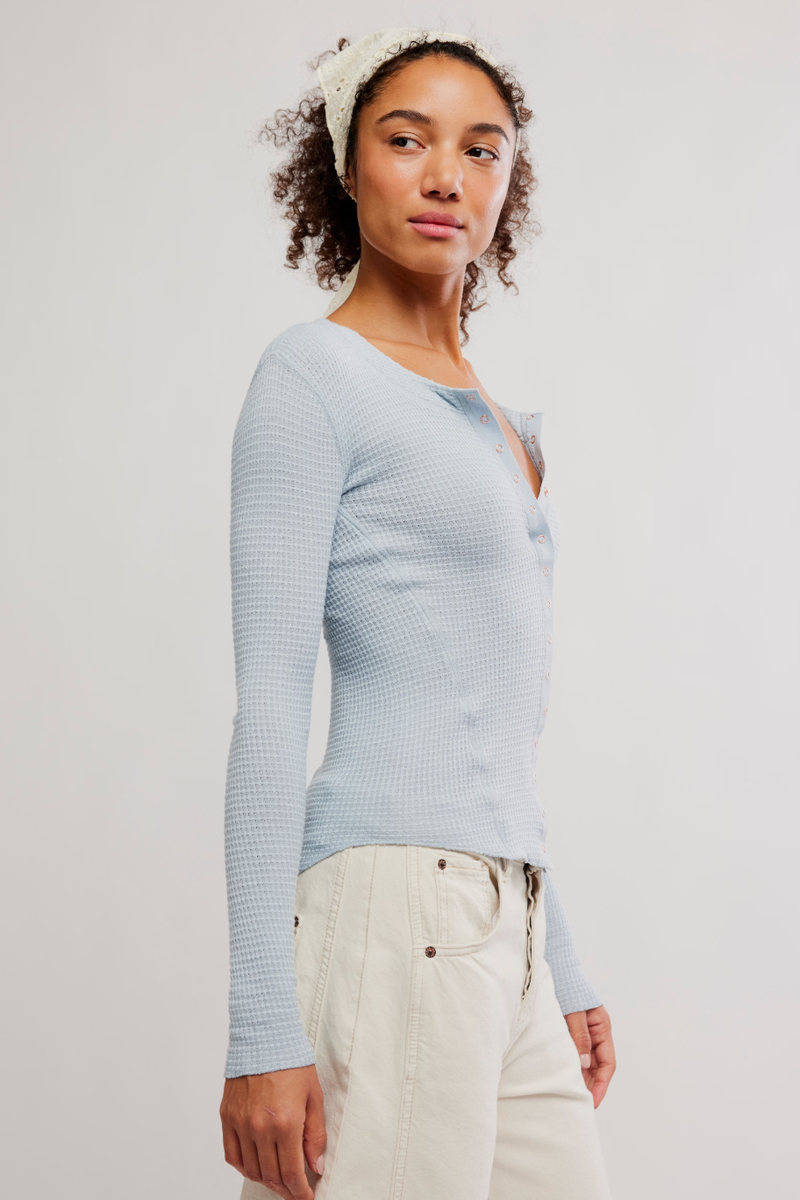 Free People - Going Places Cardi in Pearl Blue