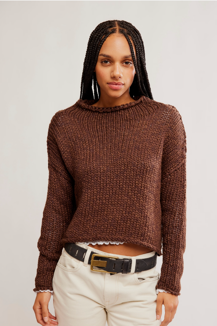 Free People - Opal Rollneck Knit Sweater in Chicory Coffee