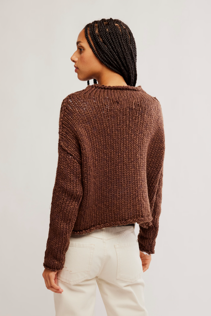 Free People - Opal Rollneck Knit Sweater in Chicory Coffee