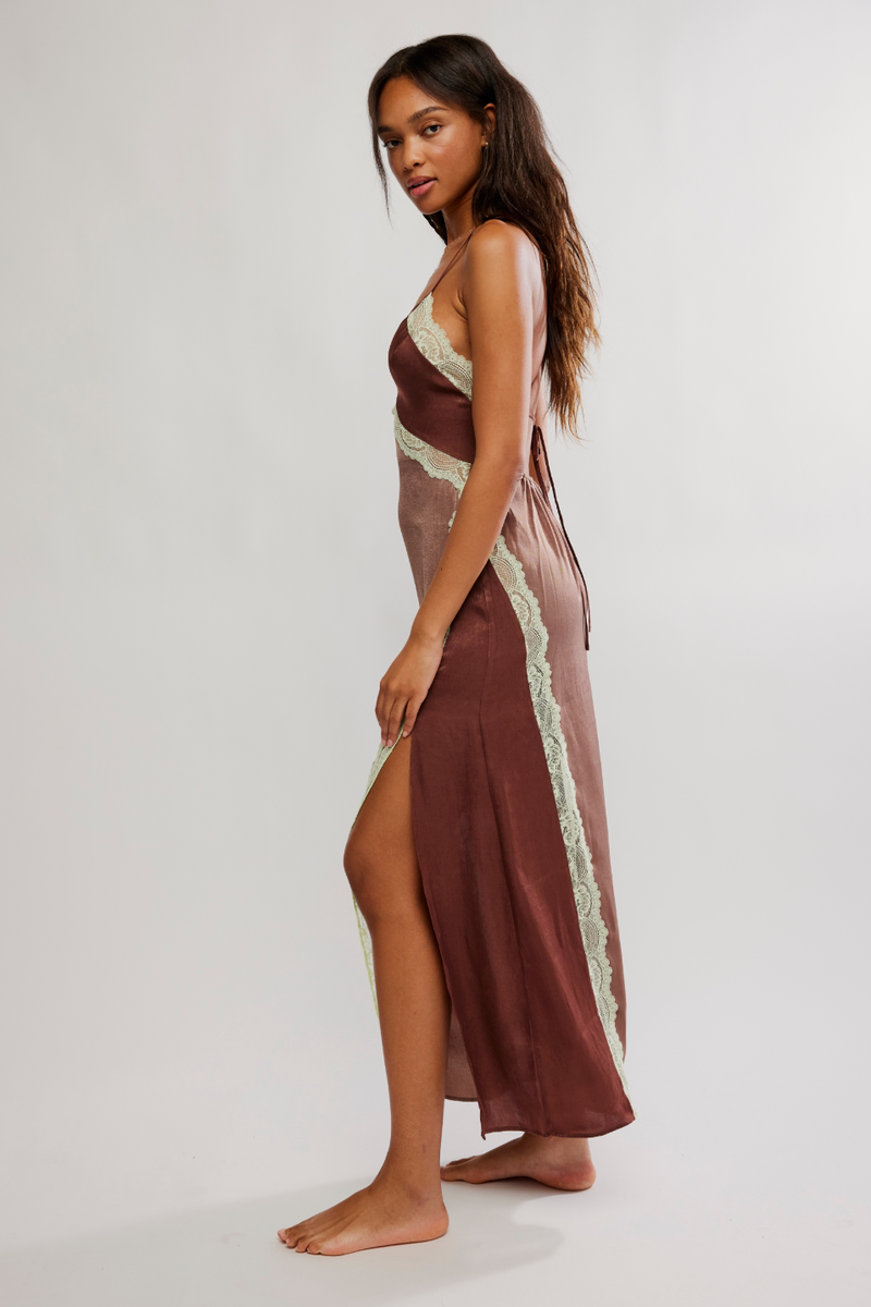 Free People - Some Kind Of Love Maxi Slip in Mink Combo