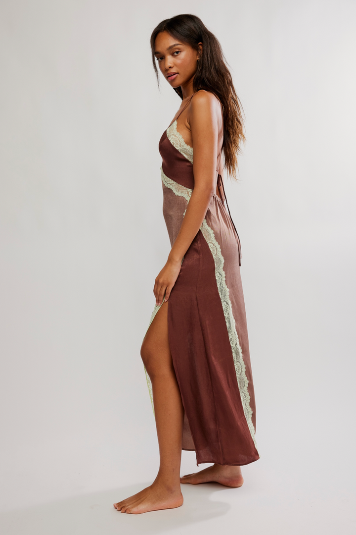 Free People - Some Kind Of Love Maxi Slip in Mink Combo