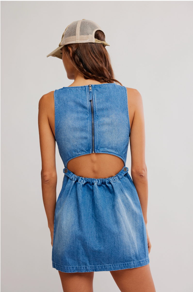 Free People - Atlas Denim Mini Dress in Blue Fade