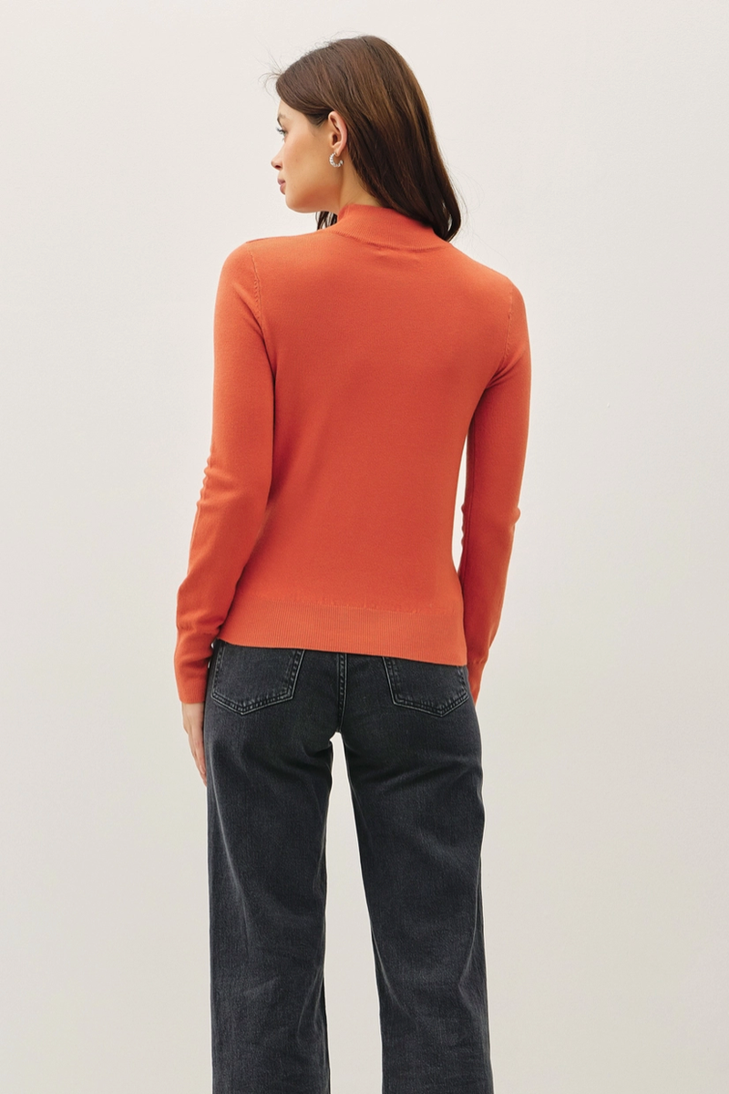 Be Cool - Basic Mock Neck Sweater in Persimmon