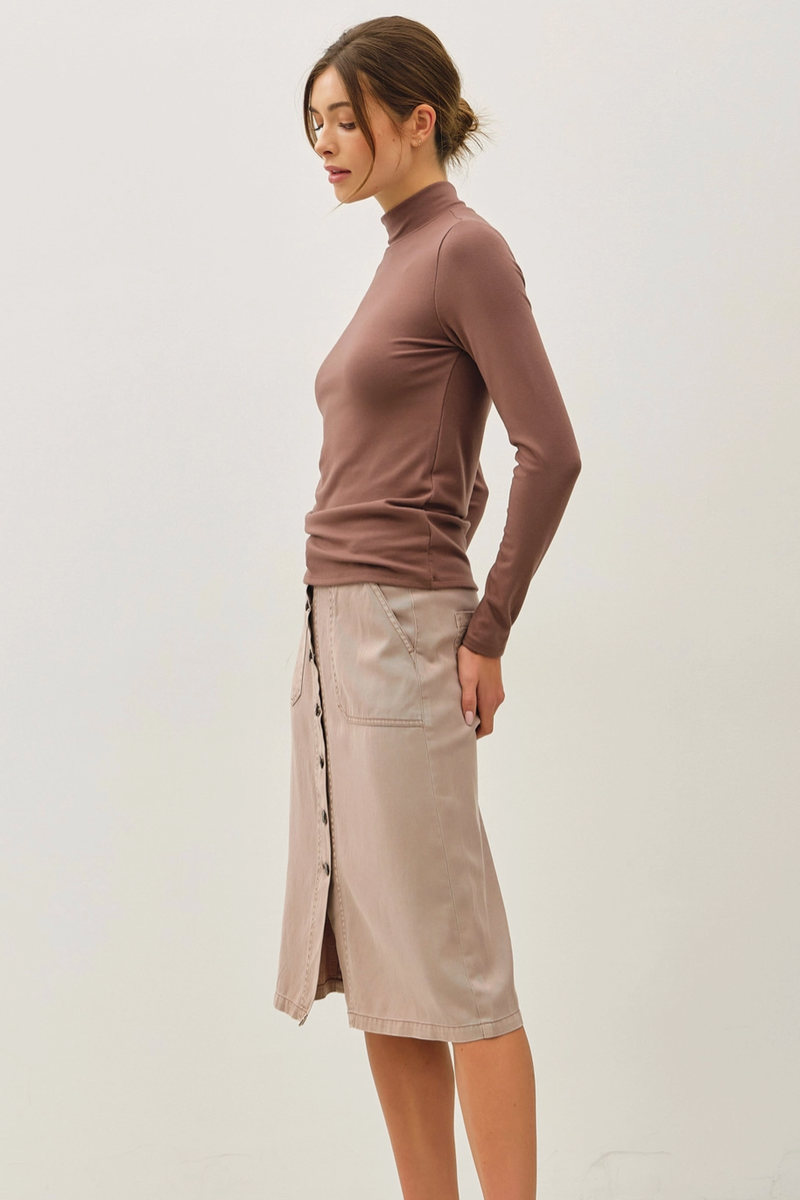 Be Cool - Turtle Neck Knit Top in Brown