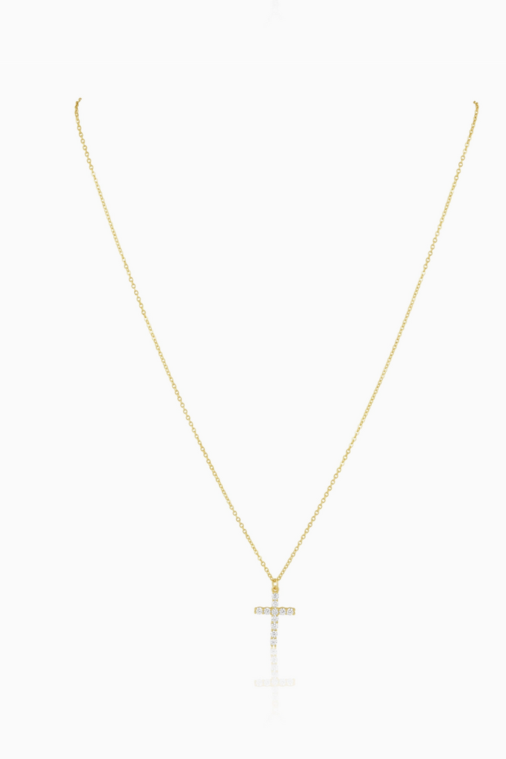 Sahira Jewelry - 18k Gold Plated Classic Cz Cross Necklace