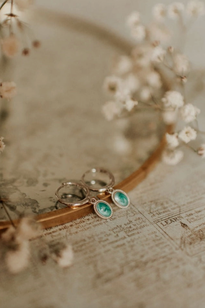 Mauve Jewelry Co. - Riley Turquoise Hoops in Silver
