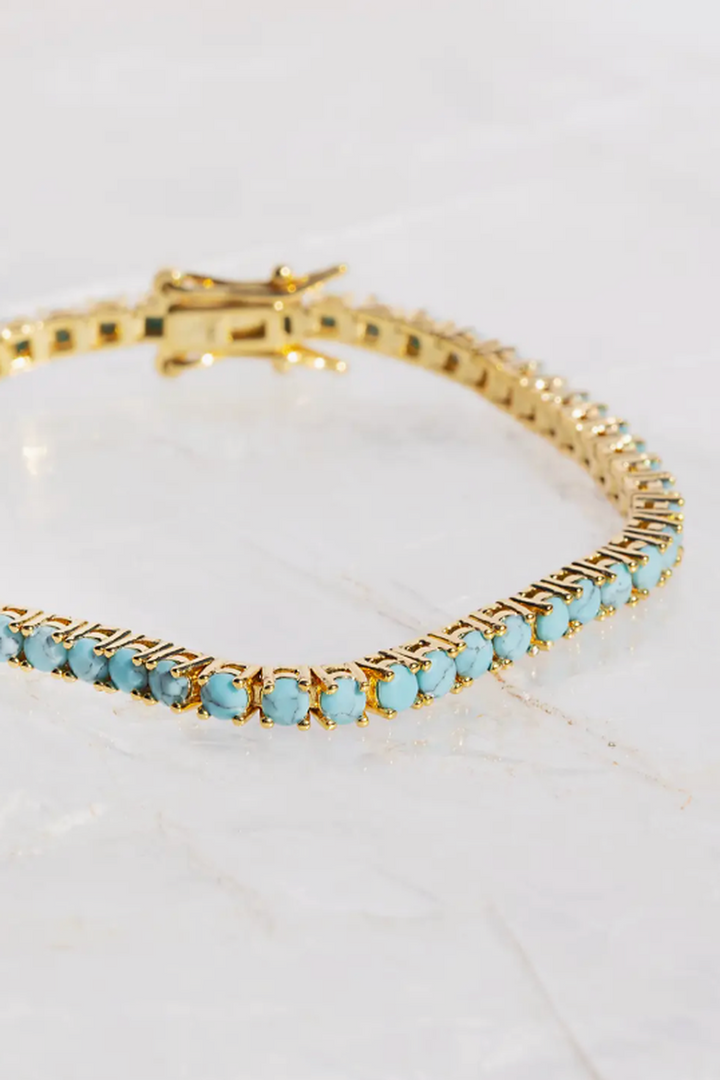 Native Gem - Tennis Bracelet Turquoise in 14k Gold Vermeil