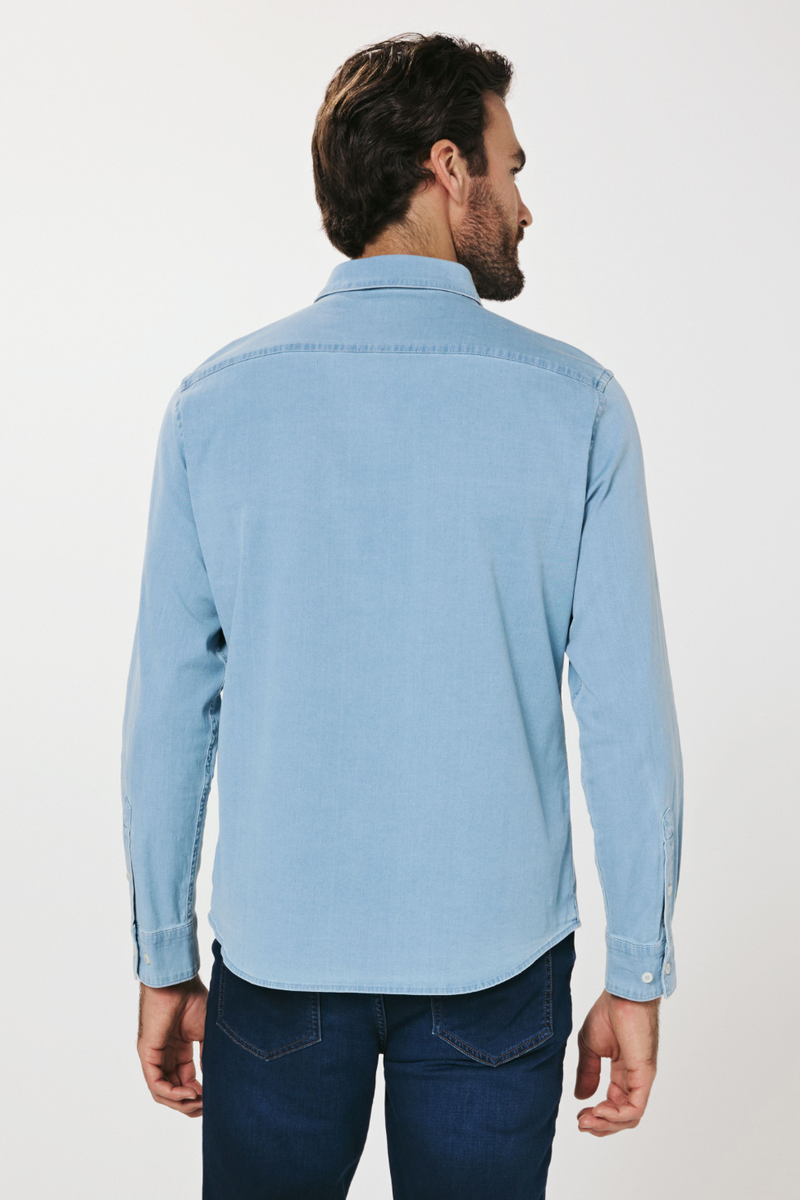 7DIAMONDS - Bozeman Denim Long Sleeve Shirt in Light Blue