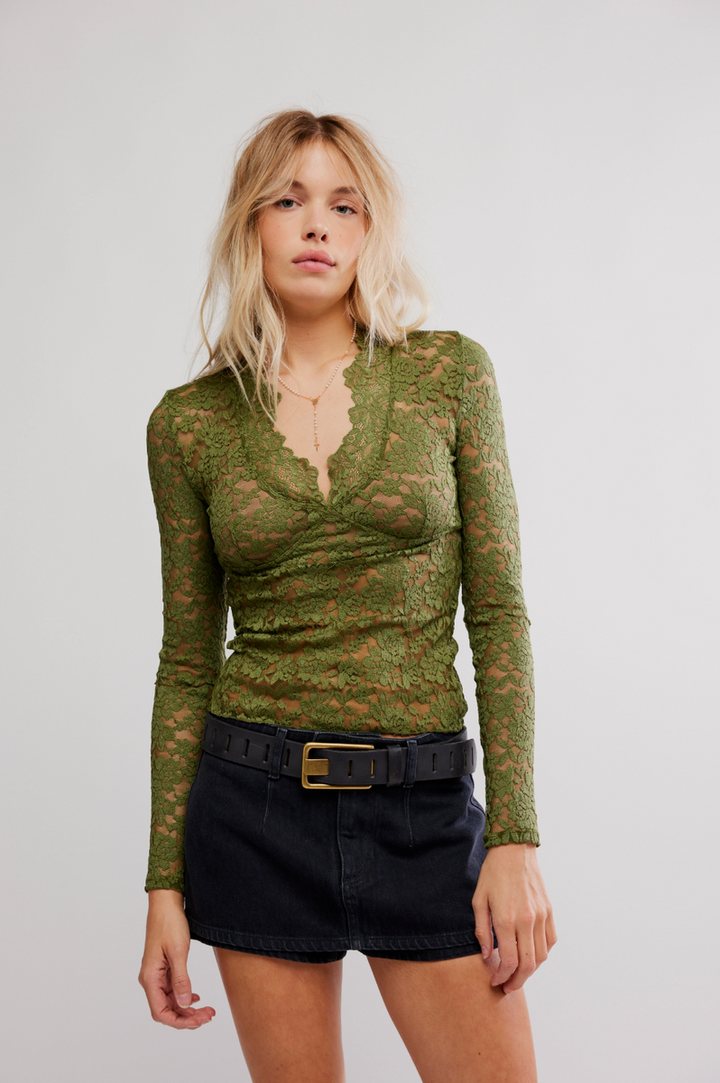 Free People - All Day Lace Long Sleeve in Terrarium