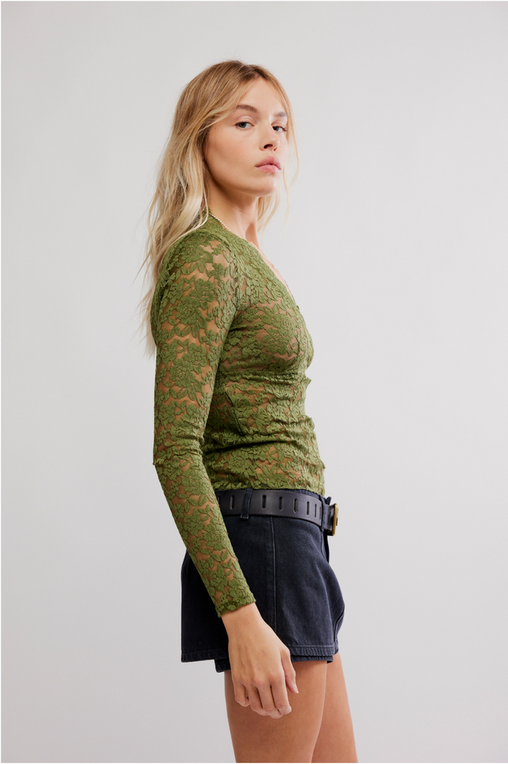 Free People - All Day Lace Long Sleeve in Terrarium
