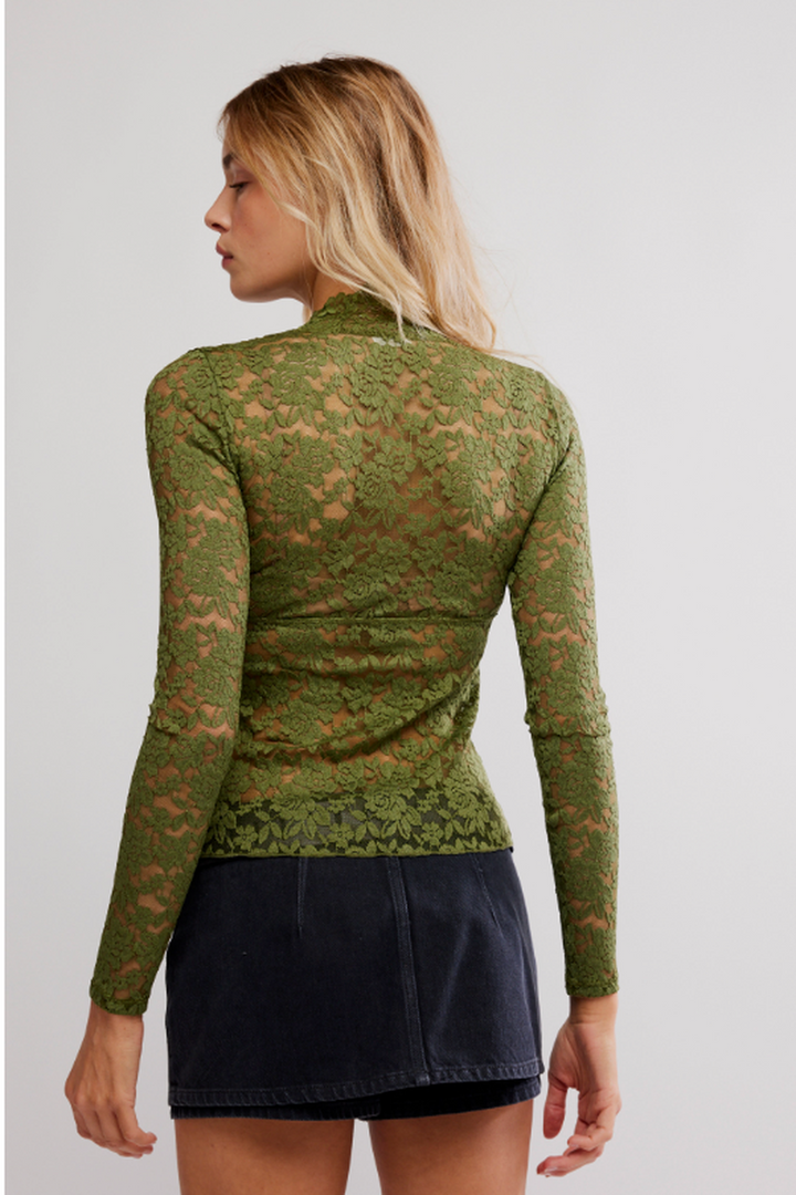 Free People - All Day Lace Long Sleeve in Terrarium
