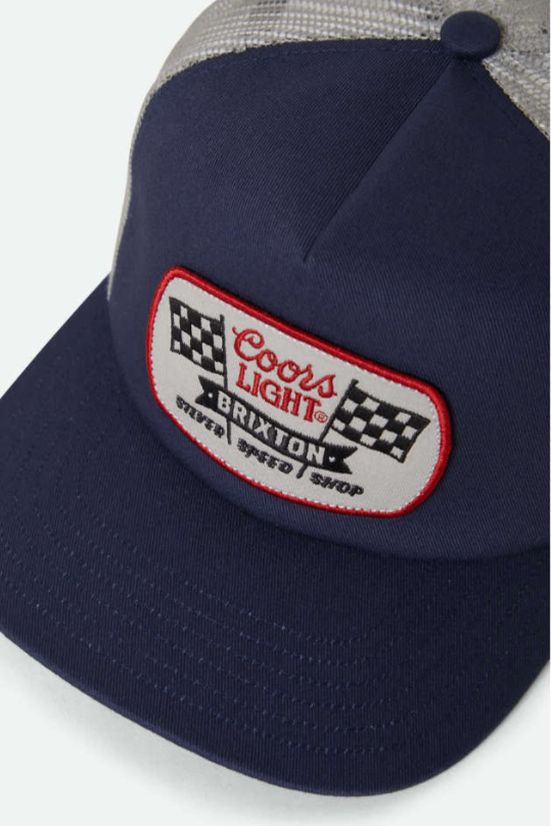 Brixton - Coors Light Pit Stop MP Trucker Hat in Coors Navy/Silver