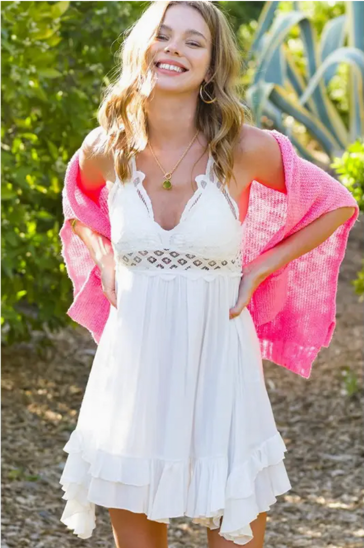 La Miel - Lace Cocktail Dress in White